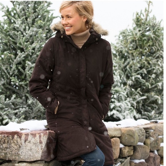 LL Bean microsuede quilted coat - Picture 1 of 6